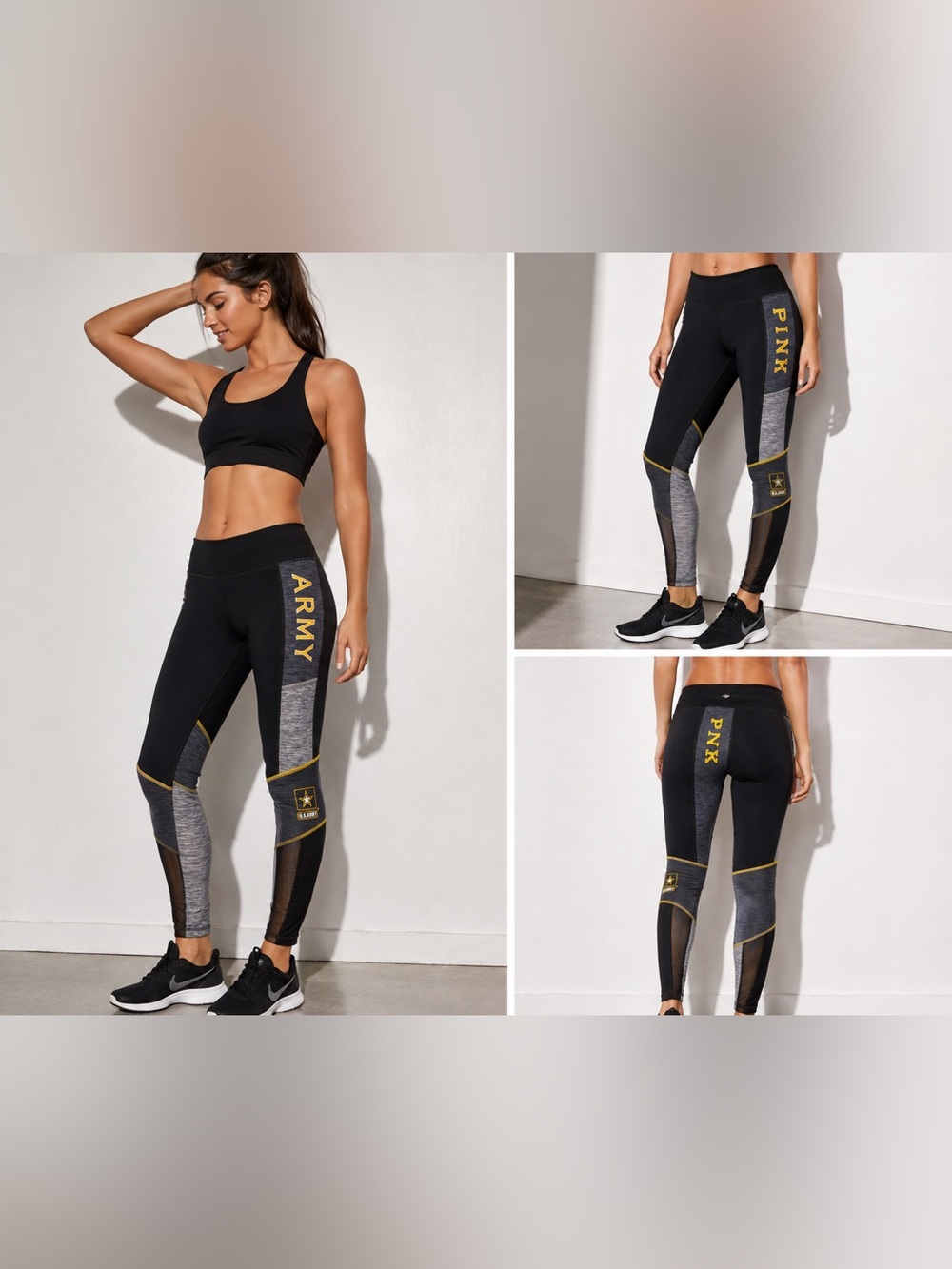 PINK Victoria’s Secret Ultimate U.S. Army Leggings Small Mesh Colorblock